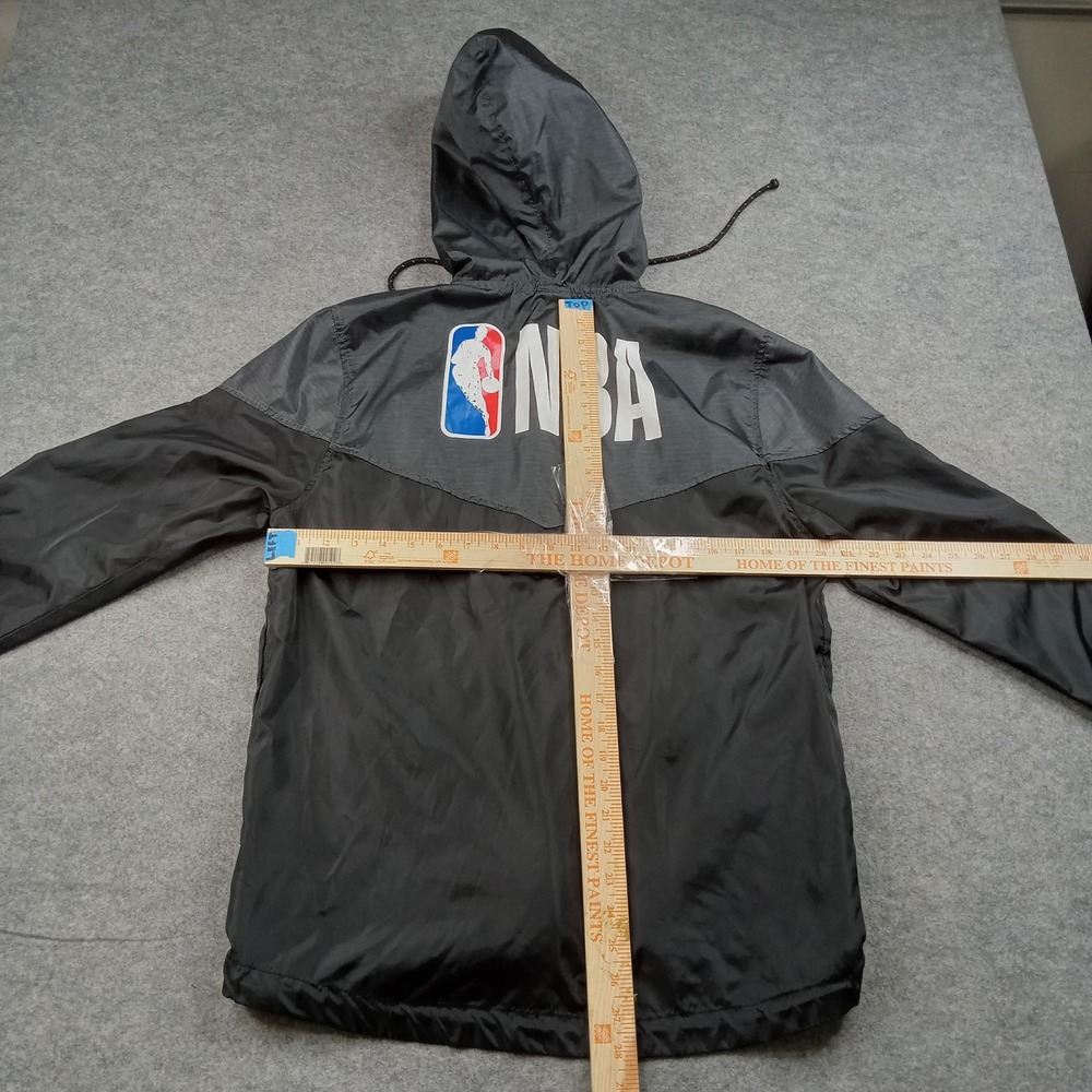 NBA Jacket Mens Small Black Gray NBA Basketball Hooded Full Zip Windbreaker‎ - Picture 6 of 9